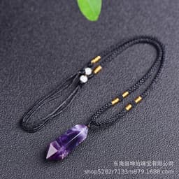 image-Natural fantasy amethyst double-pointed hexagonal prism pendant amethyst rough polished crystal crafts factory wholesale