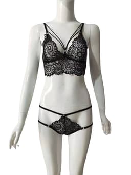 image-Yunwei Lace Lingerie - Black XL