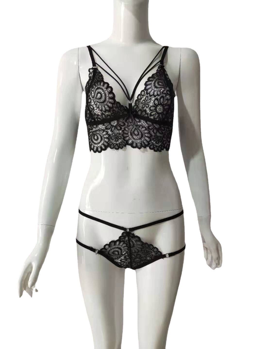 image-Yunwei Lace Lingerie - Black XL