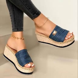 image-Large Size Women's Wedge Sandals - Dark Brown, EU 43, Non-Slip, 2020