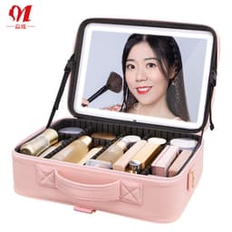 image-Cosmetic Bag with LED Mirror - Large Capacity Travel