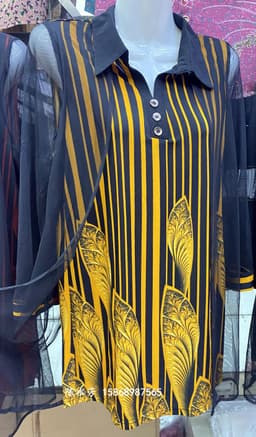 image-Fat mm plus size women's summer clothes suitable for fat people's fake two-piece lapel plus fat and wide wife's jacket to cover arms