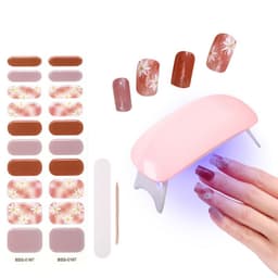 image-Cross-border 2023 European and American Gel Nail Sticker Waterproof 3D Bronzing Flower UV Phototherapy Semi-curing Nail Sticker Wholesale