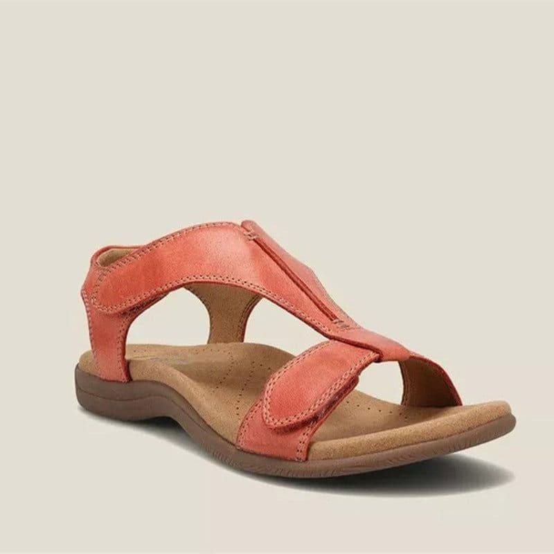 image-Women's Roman Sandals - Yellow Velcro Casual