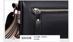 image-Genuine Leather Handbag - Pillow Bag One-Shoulder Black