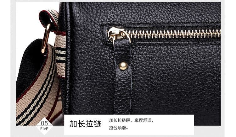 image-Genuine Leather Handbag - Pillow Bag One-Shoulder Black