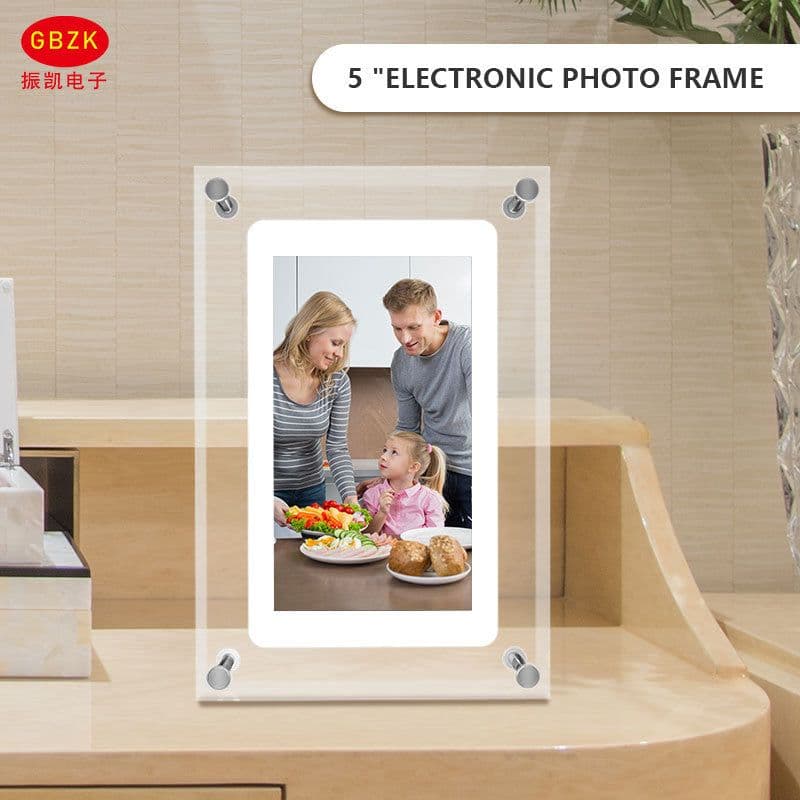 image-Amaboo 5-inch Acrylic Photo Frame - HD Video Player Transparent 2GB Storage