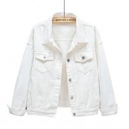 image-Women's Denim Jacket - Dark Blue Short Casual
