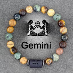 image-Tiger Eye Stone Zodiac Bracelet - Natural Stone Beaded