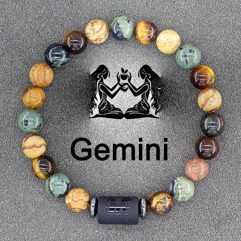 image-Tiger Eye Stone Zodiac Bracelet - Natural Stone Beaded