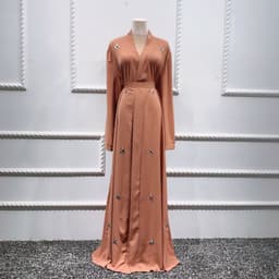 image-Loriya Khaki Cardigan Robe Dress XXL