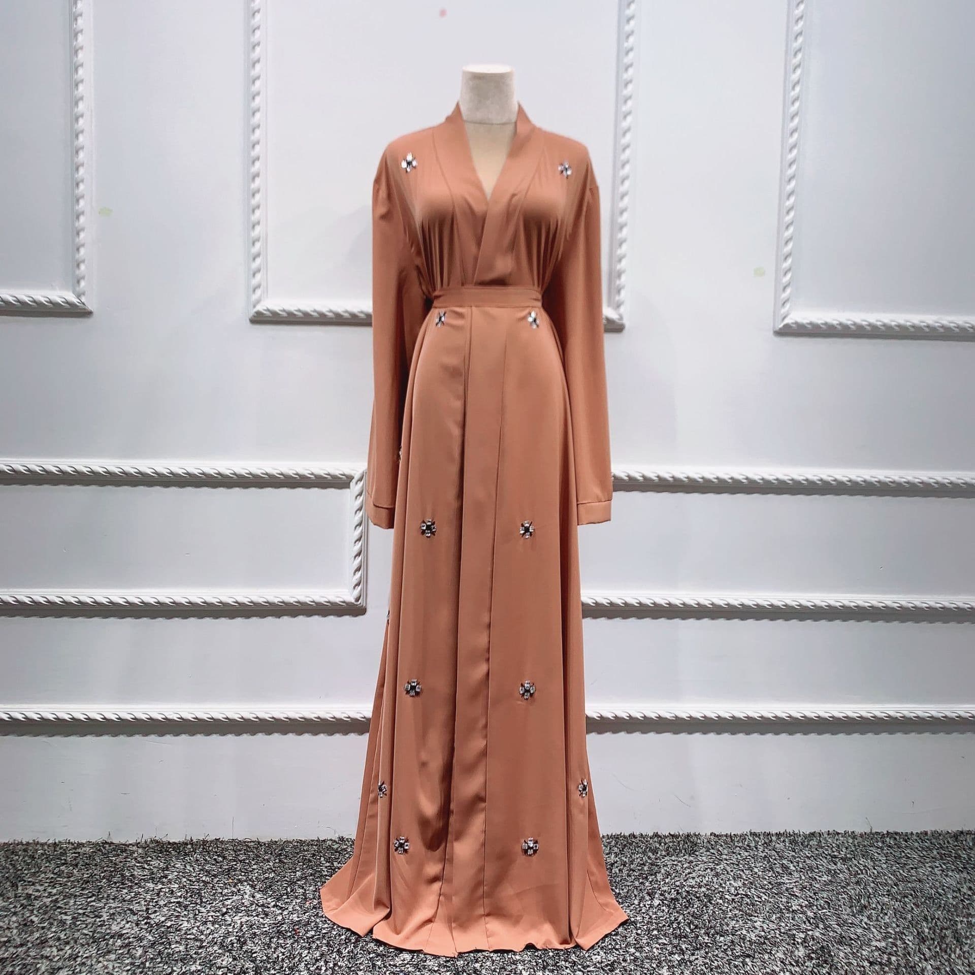 image-Loriya Khaki Cardigan Robe Dress XXL