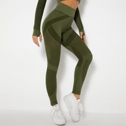 image-Cross-border new seamless knitted quick-drying hollow yoga fitness pants high-waisted hip-lifting tight-fitting sports yoga pants in stock