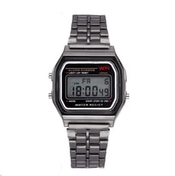 image-LED Digital Watch F91W - Steel Band 37mm Square Black