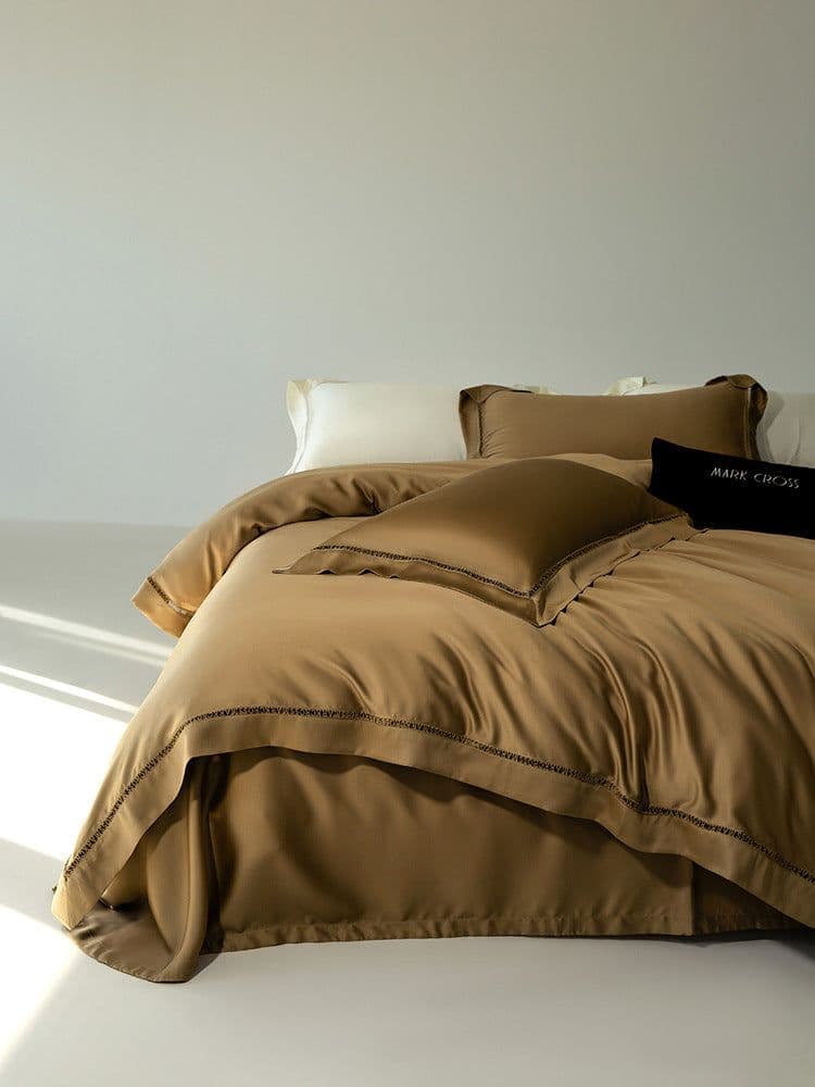 image-MARK CROSS Tencel 4-Piece Bedding Set - Nude Hotel Style