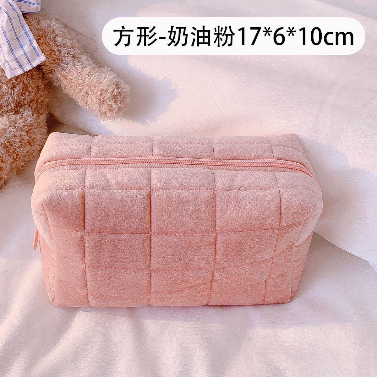 image-Sichen Cosmetic Pillow Bag - Cream White, Large, Soft & Anti-odor