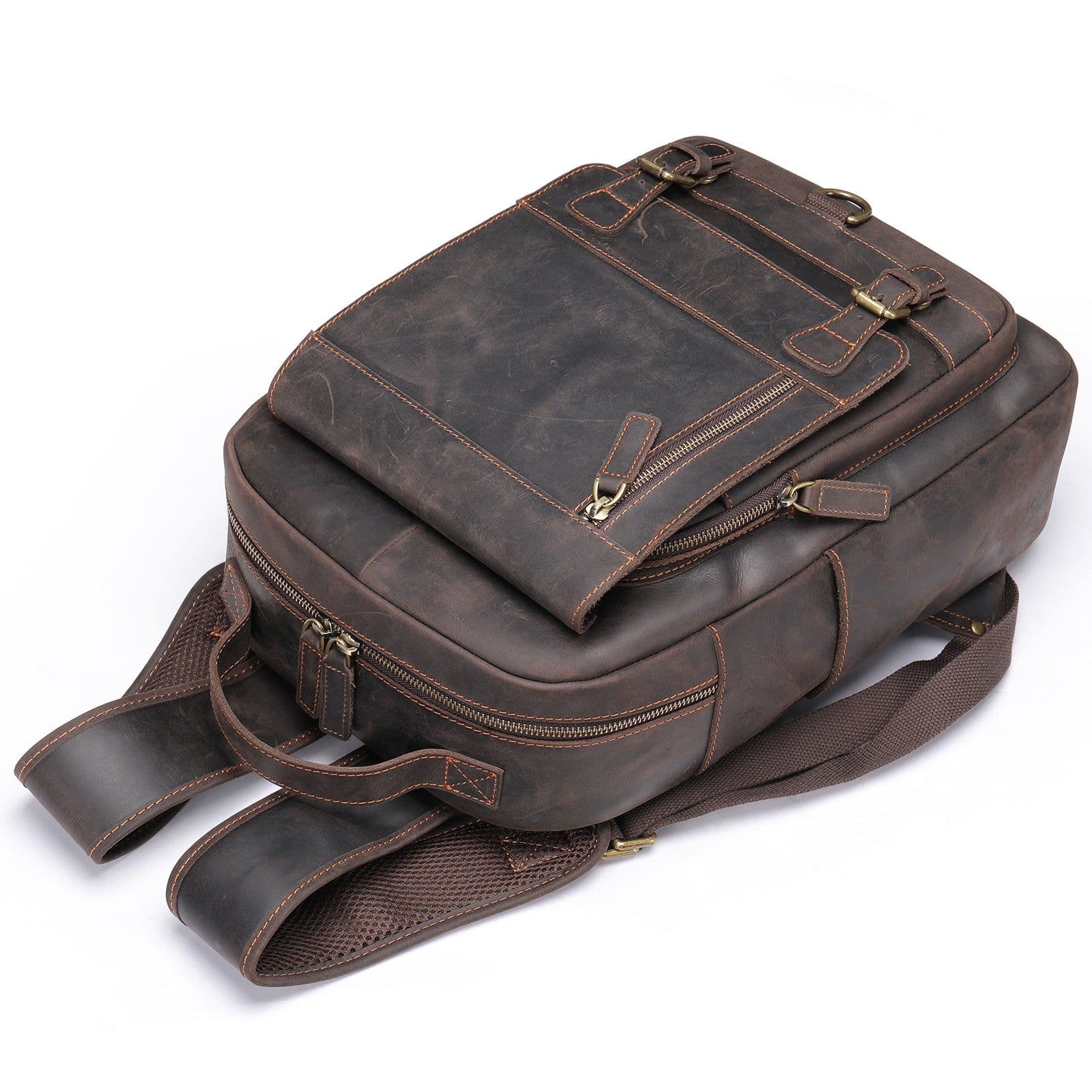 image-MASIWEI crazy horse leather backpack men's leather large capacity 2022 new outdoor men's computer bag backpack tide