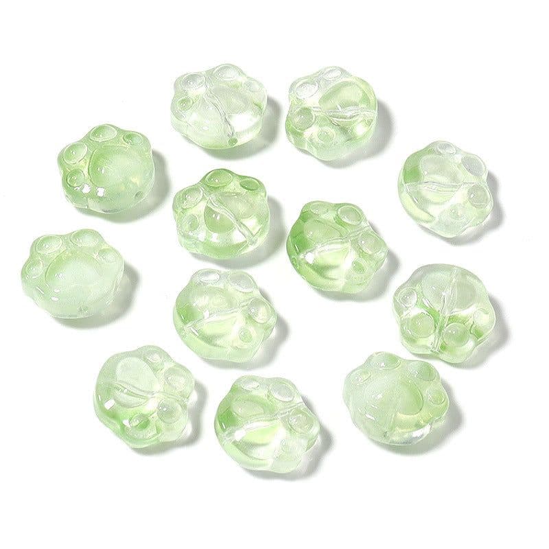 image-Glass Bear Claw Beads 20pcs - Colorful 3D Cat Claw DIY
