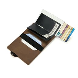 image-Manufacturer wholesale RFID anti-theft brush aluminum alloy side push test card bag Amazon men's retro PU leather wallet customization