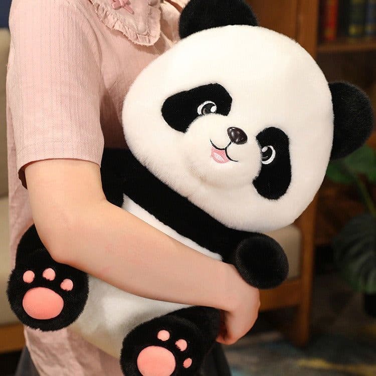 image-Giant Panda Plush Pillow - Cute Cartoon Design - 50cm Red Scarf Style