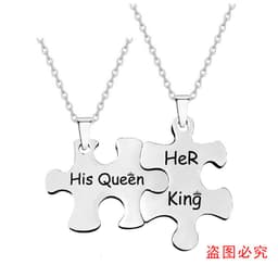 image-Puzzle Necklace Stainless Steel Couple Unisex