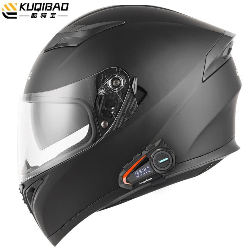 image-Coolqibao Motorcycle Full-Face Helmet Bluetooth XXL Gray