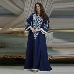 image-AB184 Embroidered Muslim Abaya Dress - Dubai