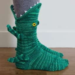 image-Christmas Knit Crocodile Socks For Kids Warm Floor Socks Shark Pattern