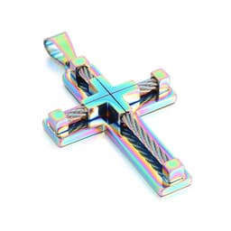image-Cross Pendant Necklace - Stainless Steel Men's