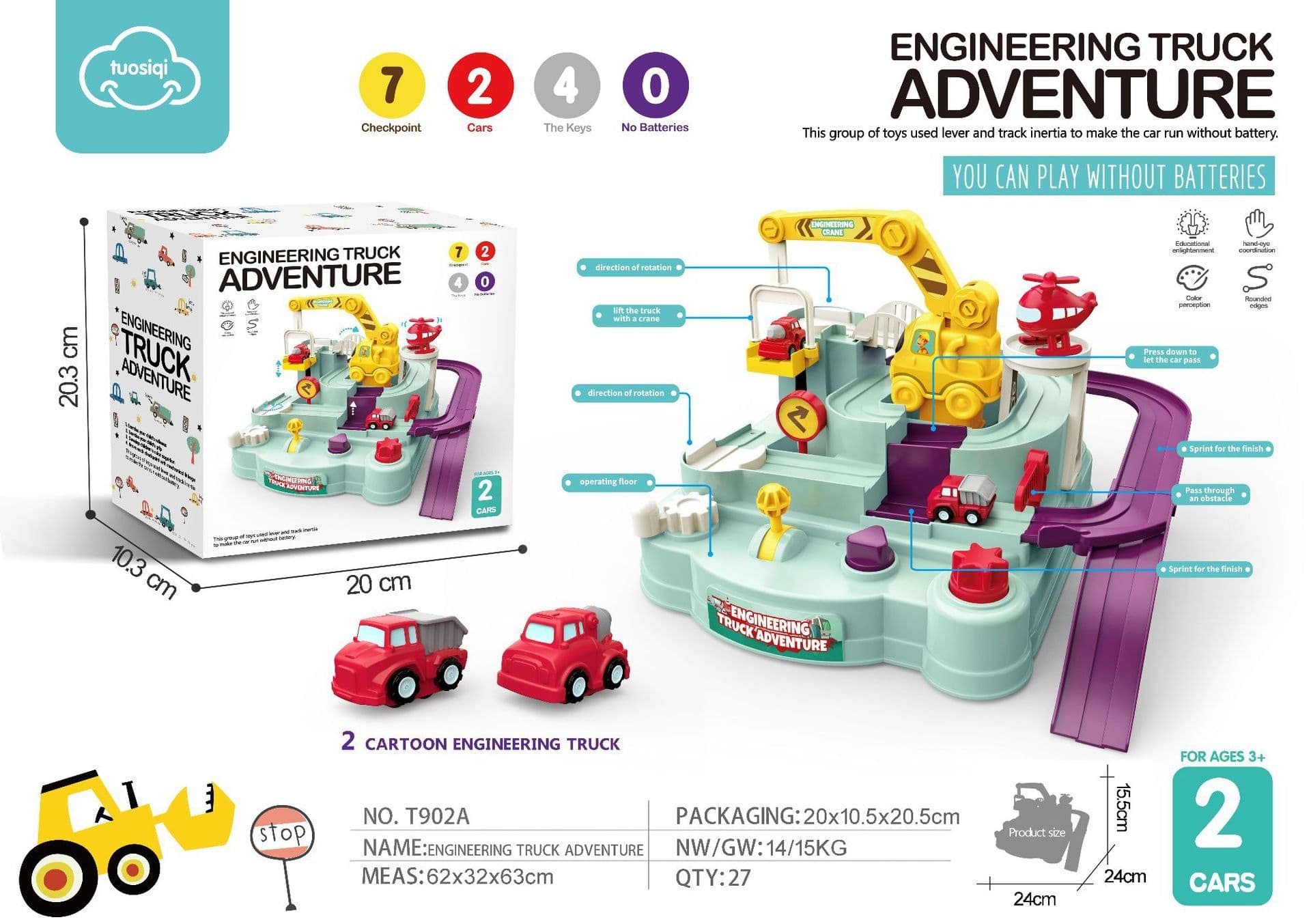 image-Tosiqi Space Adventure Track Toy - 4 Cars Parking Lot