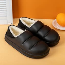 image-Waterproof Cotton Slippers Women Winter Bag Heel Home Furnishing Plush Thick Bottom Indoor Confinement Warm Cotton Shoes Men Wholesale