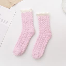 image-Coral Velvet Winter Warm Thickened Cat Socks for Women - Blue Medium Tube