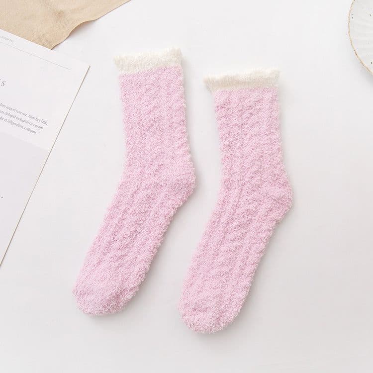 image-Coral Velvet Winter Warm Thickened Cat Socks for Women - Blue Medium Tube