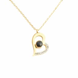 image-100 Languages Heart Necklace - Silver Memory Projection