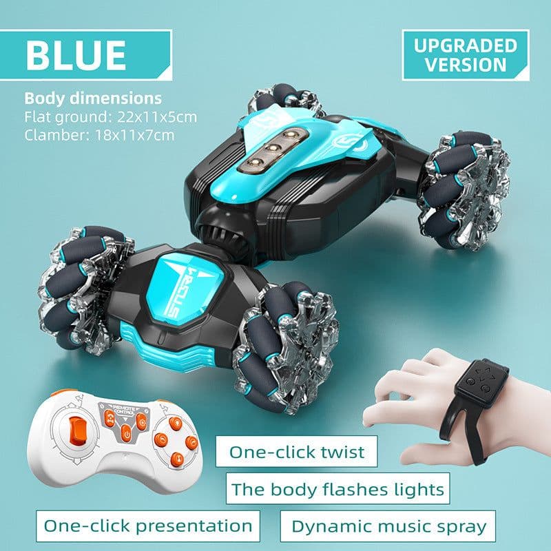 image-Cross-border new mini twisting light music off-road high-speed double-sided stunt remote control car children's toys wholesale