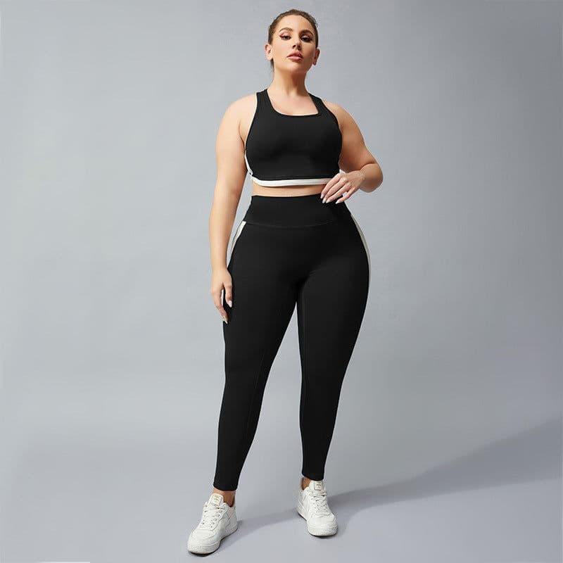 image-Women's Plus Size Yoga Set - Nude Color Block