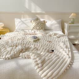 image-Rabbit Plush Throw Blanket - Light Gray Faux Fur, All Seasons 200cmx230cm