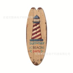 image-Wooden Surfboard Beach Sign - Retro Decor