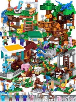 image-Lego-Compatible Minecraft Building Blocks Set - Cave & Tree House