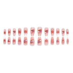 image-Winter fresh and simple pure lust style bride dance wear nails rainbow love rose fake nails wholesale