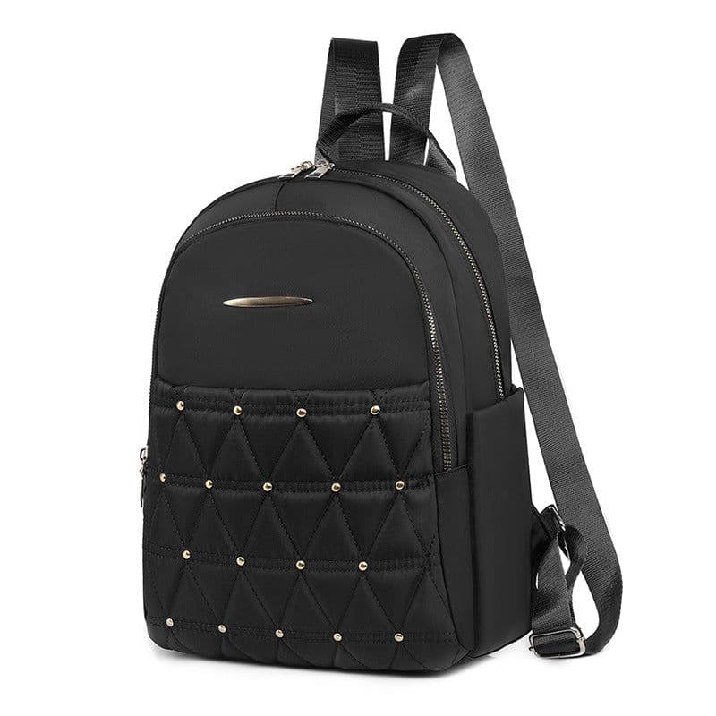 image-Large Capacity Women's Oxford Cloth Rhombus Backpack - Black