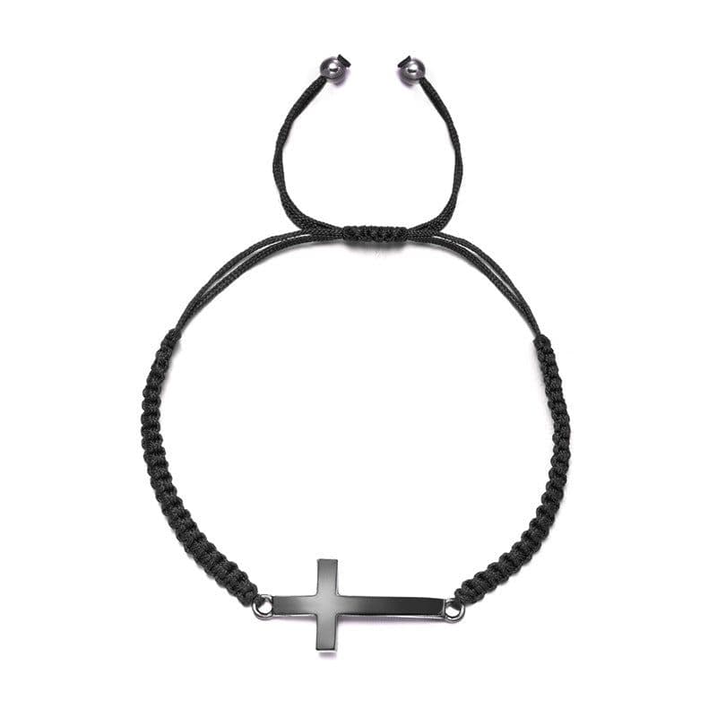 image-Ba Yue Cross-Border Couple Rope Bracelet - Red/Black Alloy