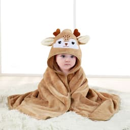 image-Mu Mu Xiong Baby Swaddle Quilt - Elk Coffee Coral Fleece 105cm Newborn