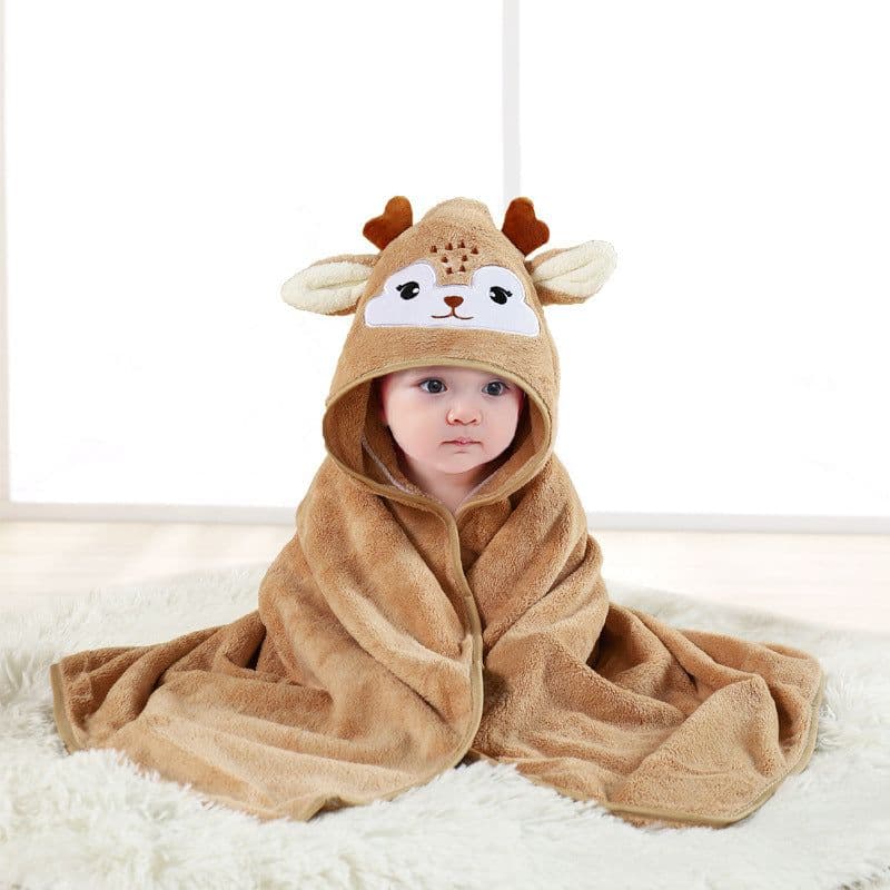 image-Mu Mu Xiong Baby Swaddle Quilt - Elk Coffee Coral Fleece 105cm Newborn