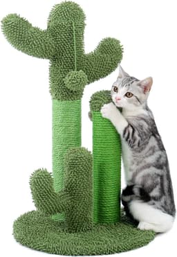image-Cat Climbing Frame Saguaro Cactus Plant Indoor Toy - Green Wooden