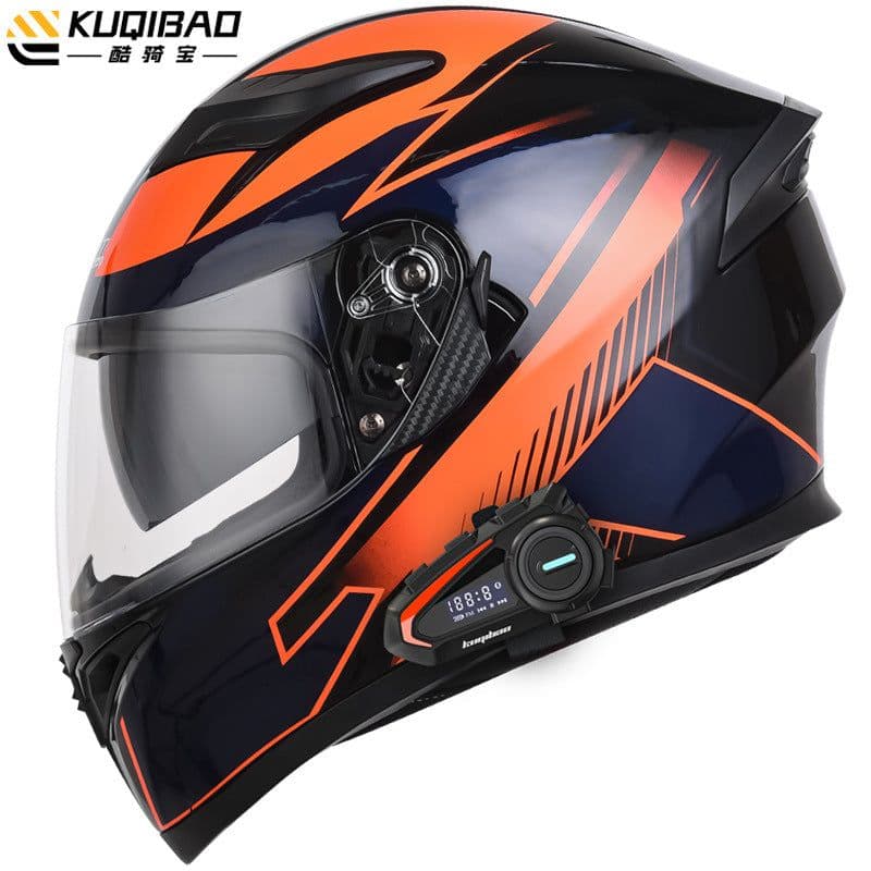 image-Coolqibao Motorcycle Full-Face Helmet Bluetooth XXL Gray