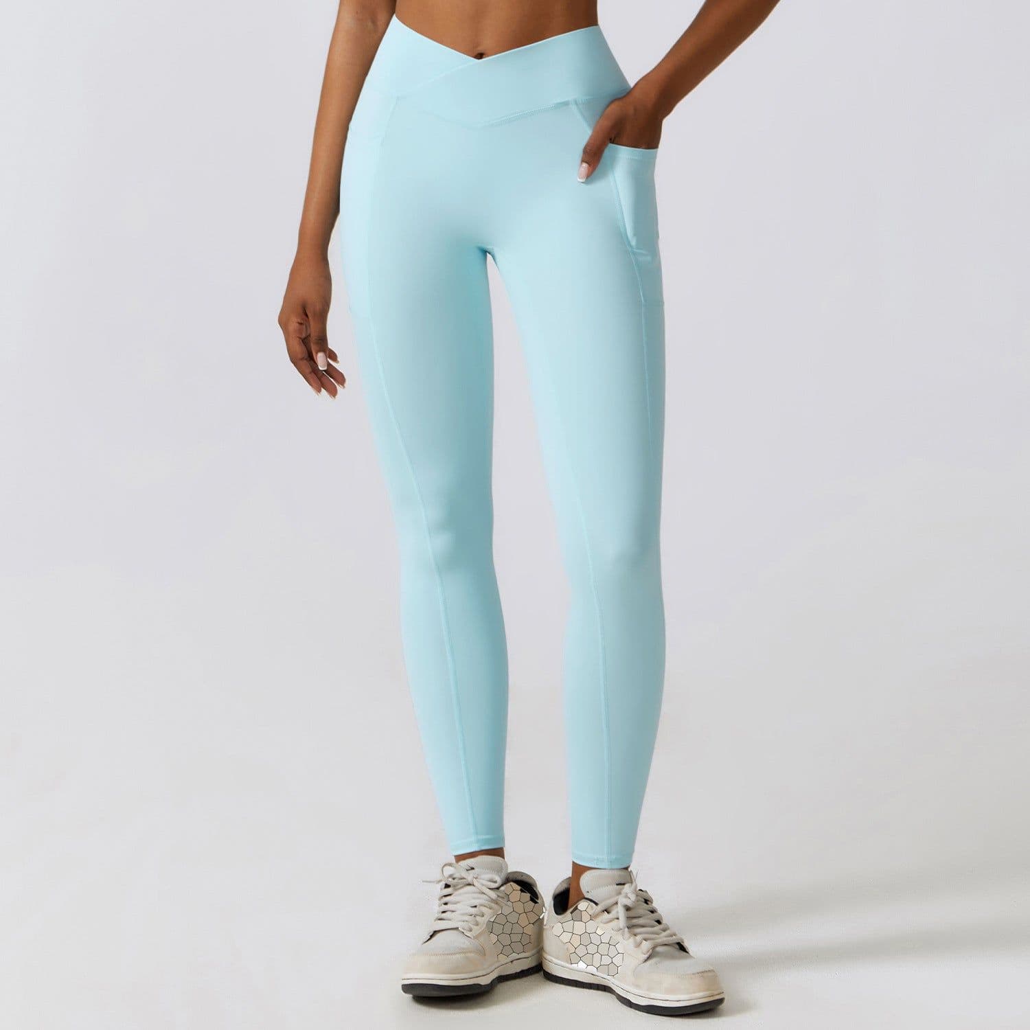 image-Zechuang High-Waist Yoga Running Pants - Nude Quick-Drying 78% Nylon