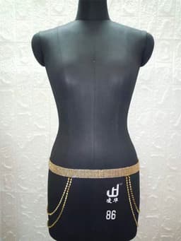 image-Women's Metal Diamond Waist Chain - Silver