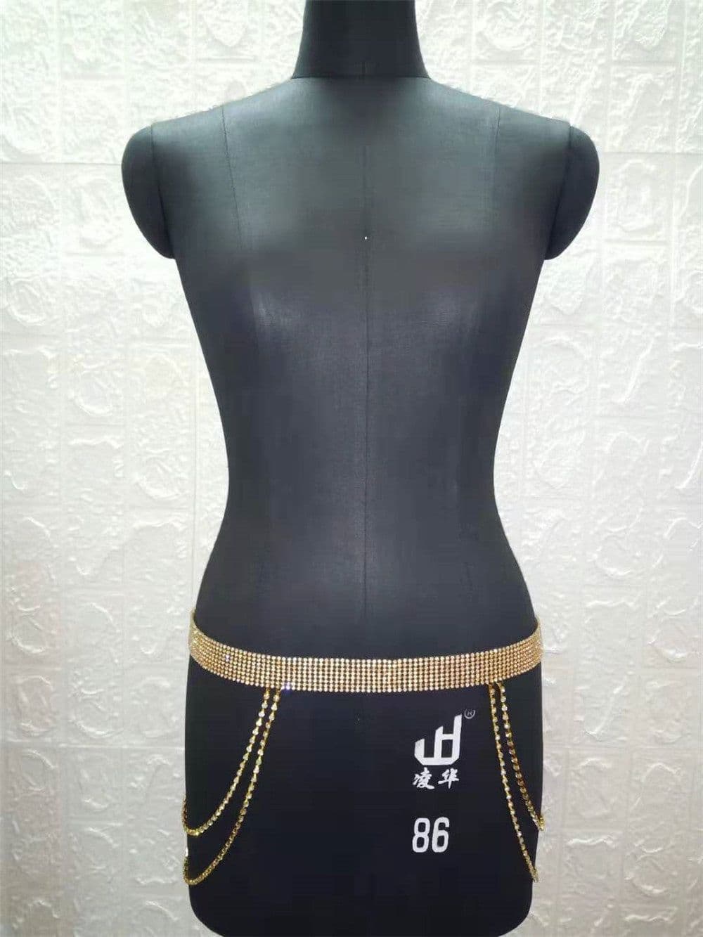 image-Women's Metal Diamond Waist Chain - Silver