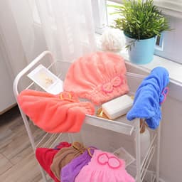 image-Coral Velvet Shower Cap - Purple 25x24cm